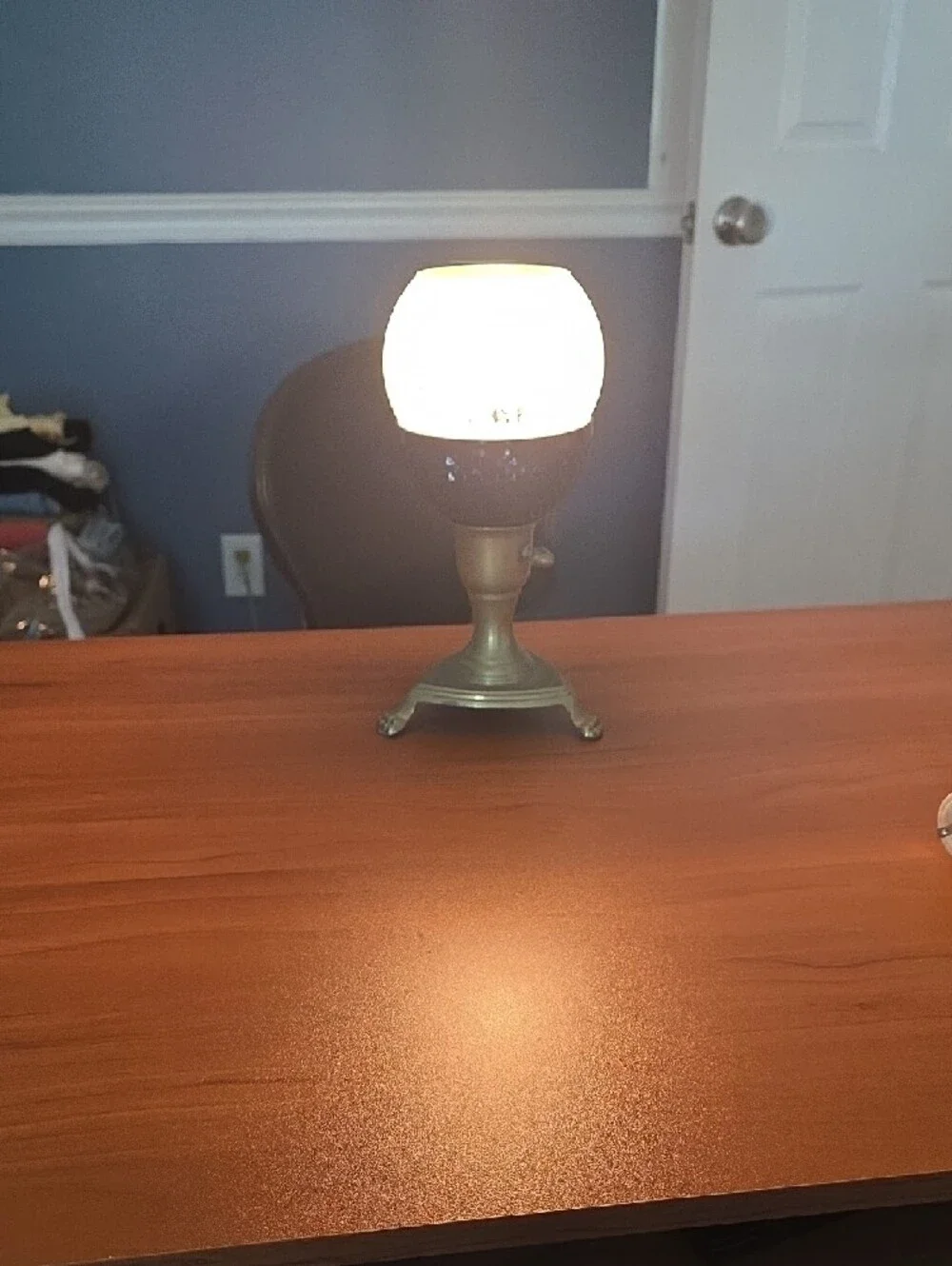 Antique-Style Brass Table Lamp with White Frosted Globe